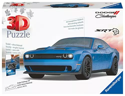 Ravensburger Puzzle 3D Dodge Challenger Hellcat - Idea Regalo per Adulti e Bambini 10+ Anni