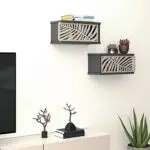 Mensole da Muro con Anta Scorrevole Decorativa - Set di 2 - Forma Box - Marca: [en.casa]