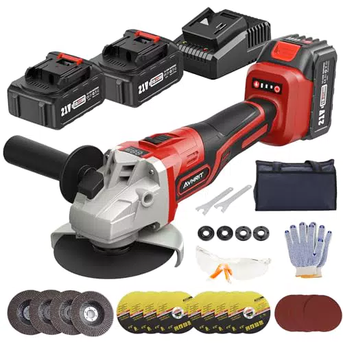 Smerigliatrice Angolare a Batteria da 21V con 2 Batterie da 4.0Ah - Motore Brushless 9000 giri/min