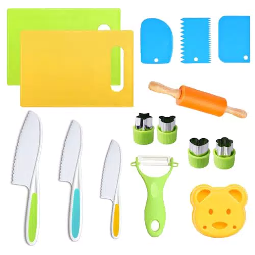 Set di Coltelli da Cucina per Bambini SMGBWAY: Coltello da Frutta e Coltello per Tagliare Verdure con Accessori essenziali