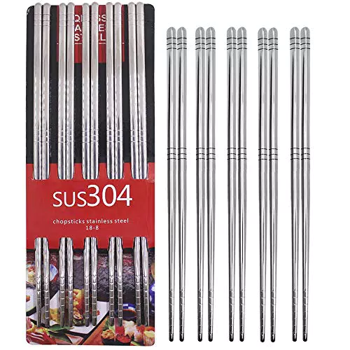 Set 10 paia bacchette in acciaio inox antiscivolo per cucina