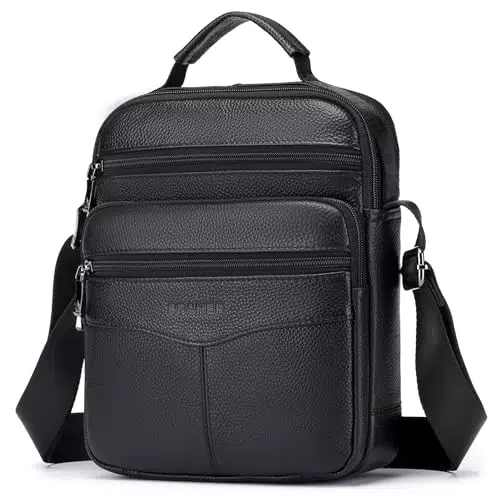 Borsello Tracolla Uomo in Pelle SPAHER: Borsa a Spalla Crossbody Bag Casual