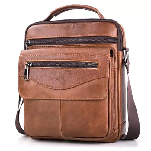 Borsello Uomo Tracolla SPAHER in Vera Pelle Crossbody