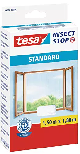 Tesa Insect Stop Zanzariere Attacca & Stacca per Finestre - Rete Regolabile - Bianco