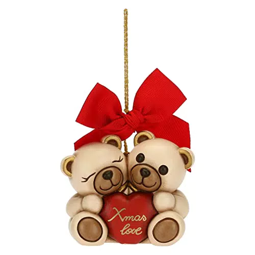 THUN - Coppia Teddy Xmas Love in Ceramica Decorata a Mano