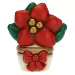 THUN - Soprammobile Vasetto con Stella di Natale in Ceramica Decorata a Mano