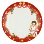 THUN - Piattino Sweet Christmas con Angelo in Porcellana - Linea Sweet Christmas - Ø 21 cm.