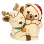 THUN - Teddy a Cavallo della Renna Robin in Ceramica Decorata a Mano