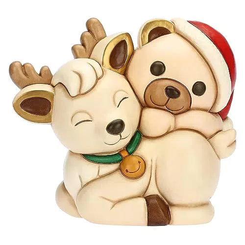 THUN - Teddy a Cavallo della Renna Robin in Ceramica Decorata a Mano