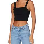 Urban Classics - Top Corto da Donna con Stampa, Nero