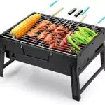 Barbecue Portatile Uten a Carbone: Griglia Pieghevole in Acciaio Inox per 4 Persone