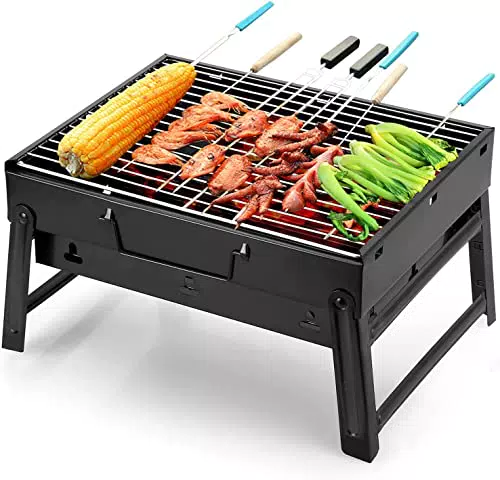 Barbecue Portatile Uten a Carbone: Griglia Pieghevole in Acciaio Inox per 4 Persone