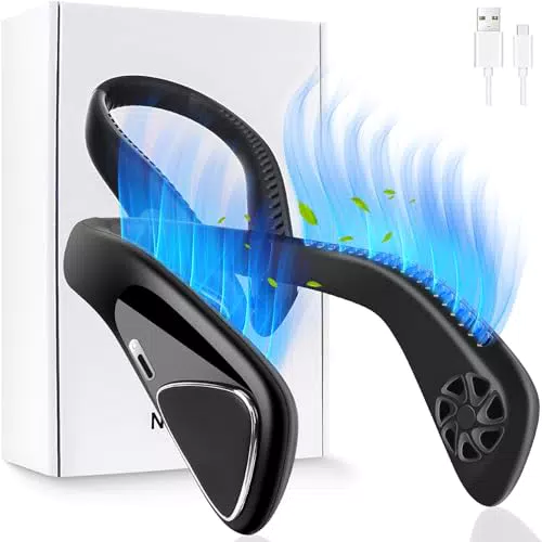 Ventilatore da Collo Portatile Ricaricabile USB Senza Lama - Potente e Silenzioso, 3 Velocità, 180° Regolabile