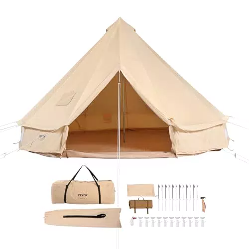 Tenda Campana VEVOR in Tela per Campeggio Famiglie Attività all'Aperto con Foro per Stufa a Legna
