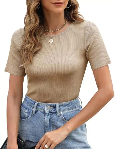 Xnova Maglietta Donna Manica Corta Elegante Slim Fit - Mod. Basic Girocollo Elasticizzato