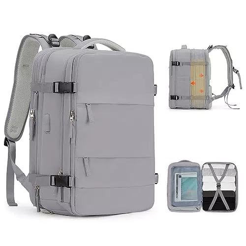 Zaino da Viaggio da Donna Impermeabile con Porta USB - Grigio