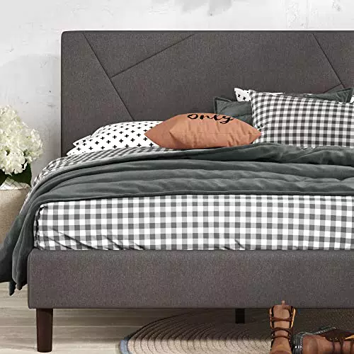 Zinus Upholstered Platform Bed - Struttura in Metallo e Legno, 190 x 80 cm