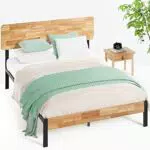 Zinus Platform Bed with Wood Slat Support, Metal Frame - 140cm x 190cm