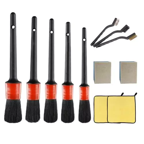 Kit Pulizia Auto Detailing con Spazzole, Pennelli e Panni in Microfibra