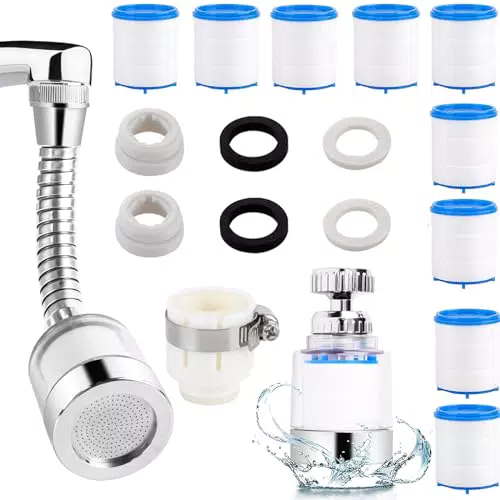 Filtro Anticalcare Rubinetto Girevole 360° con 9 Elementi Filtranti PP