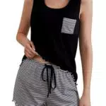 ADOME Pigiama Donna Estivo in Cotone Leggero Senza Maniche e Pantaloncini