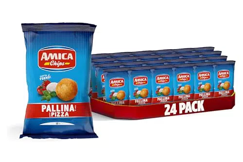 AMICA Chips - Patatine Pallina Gusto Pizza, Snack di Mais Cotto al Forno