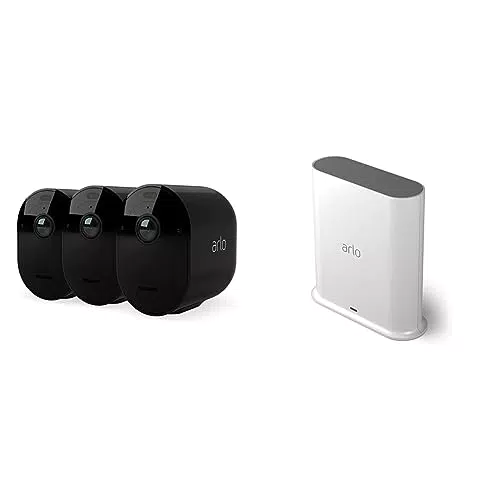 Arlo Pro 5 Telecamera Wi-Fi Esterno & Stazione Base Smart Hub, 2K HDR, Avanzata Visione Notturna, Sirena - Ottimizzato per la Sicurezza Domestica