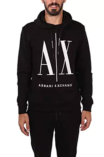 Armani Exchange Hoodie con Maxi Logo Frontale Stampato - Uomo