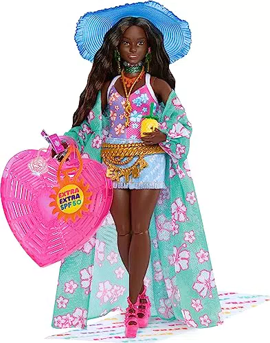 Barbie Bambola Viaggiatrice con Look da Spiaggia e Accessori Tropicale