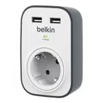 Belkin BSV103VF Surge Cube - Protezione Sovracorrenti 306 Joules, 1 Presa, 2 Porte Ricarica USB 2.4 A
