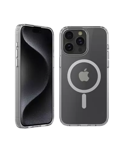 Belkin SheerForce Custodia per iPhone 15 Pro Max con MagSafe - Protezione trasparente e antimicrobica