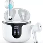 Cuffie Bluetooth BHNYBWUL In Ear 5.3 con LED, IP7 impermeabile, ENC stereo per sport e lavoro.