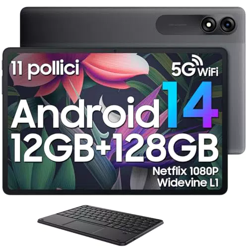 Blackview Tablet Android 11 Pollici 1080P WiFi 5G 12GB+128GB con Tastiera