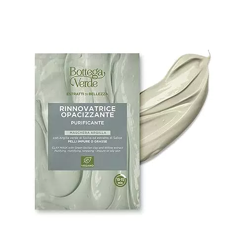 Bottega Verde - Maschera Argilla con Argilla Verde di Sicilia ed Estratto di Salice - Pelli Impure o Grasse