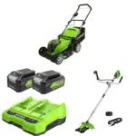 Greenworks Tagliaerba a Batteria G24X2LM41 e Decespugliatore Brushless GD24X2BCB