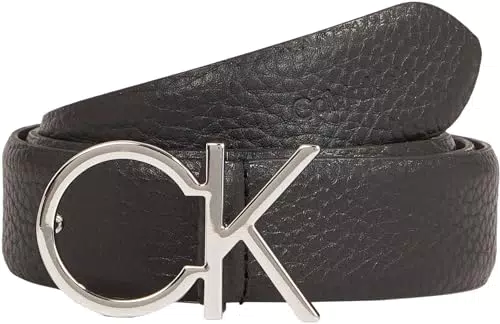 Cintura Donna Calvin Klein Logo Belt 3.0 in Pelle Nera