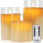 Da Candele LED con Effetto Vetro - Set di 3 Pilastri in Cera con Fiamme LED Danzanti e Telecomando