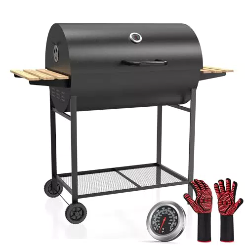 Carro XXL Barbecue a Carbone con Coperchio e Affumicatore - Accessori Inclusi