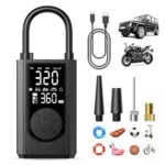 Compressore Aria Portatile 150PSI 12V DC con Manometro e Luce LED per Auto e Moto