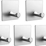 Porta Asciugamani DDF iohEF Senza Foratura - Set di 5 Ganci Adesivi in Acciaio Inox 3M