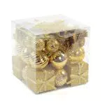 Dmora Box decorazioni natalizie multi-forma, Ornamenti e Puntale, Set assortimento palline di Natale