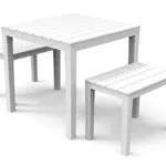 Set da Esterno Dmora con Tavolo Quadrato e 2 Panche, Made in Italy