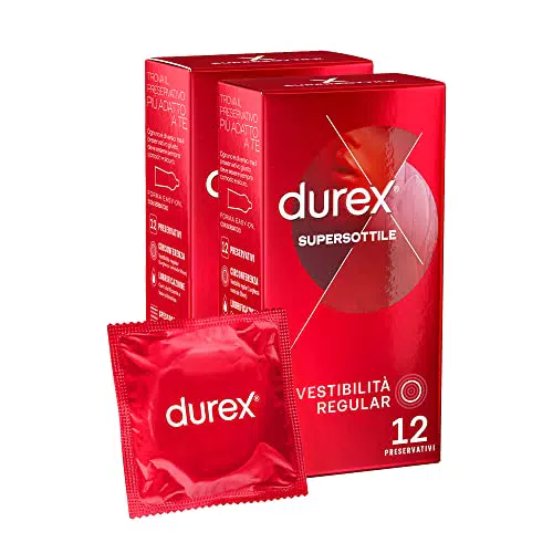 Durex Preservativi Ultra Sottili SuperSottile, Vestibilità Regular