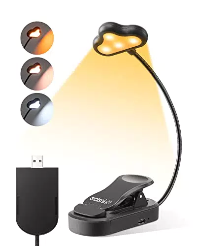 EDISHINE Lampada da Lettura Ricaricabile con Clip e Collo Flessibile 360°