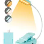 EDISHINE Lampada da Lettura Ricaricabile con Clip e Collo Flessibile