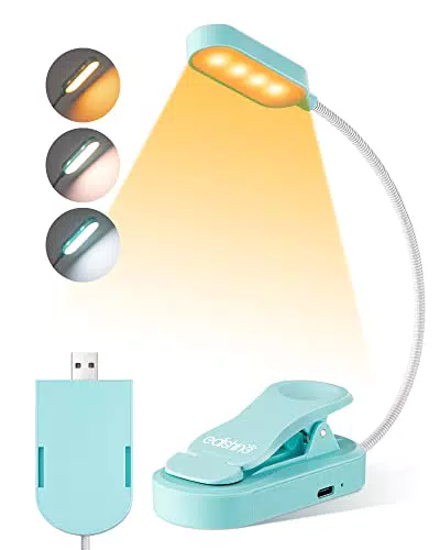 EDISHINE Lampada da Lettura Ricaricabile con Clip e Collo Flessibile