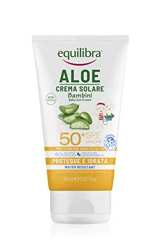 Equilibra Crema Solare Bambini SPF 50+ con Aloe Vera e Vitamina E, 150 ml