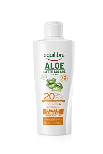 Equilibra Aloe Latte Solare SPF 20 con Aloe Vera, Vitamina C ed E
