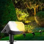 Faretti Solari da Esterno EVARY - Proiettore da Giardino Impermeabile con 63 LED e 3 Modalità