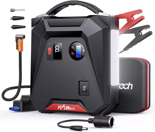 FLYLINKTECH Avviamento Batteria 6000A per Auto e Compressore d'Aria 150 PSI
